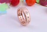 7 mm Wide Very Dressy Cubic Zirconia set Ring, Made from Solid Silver, 18ct Rose Gold Plated