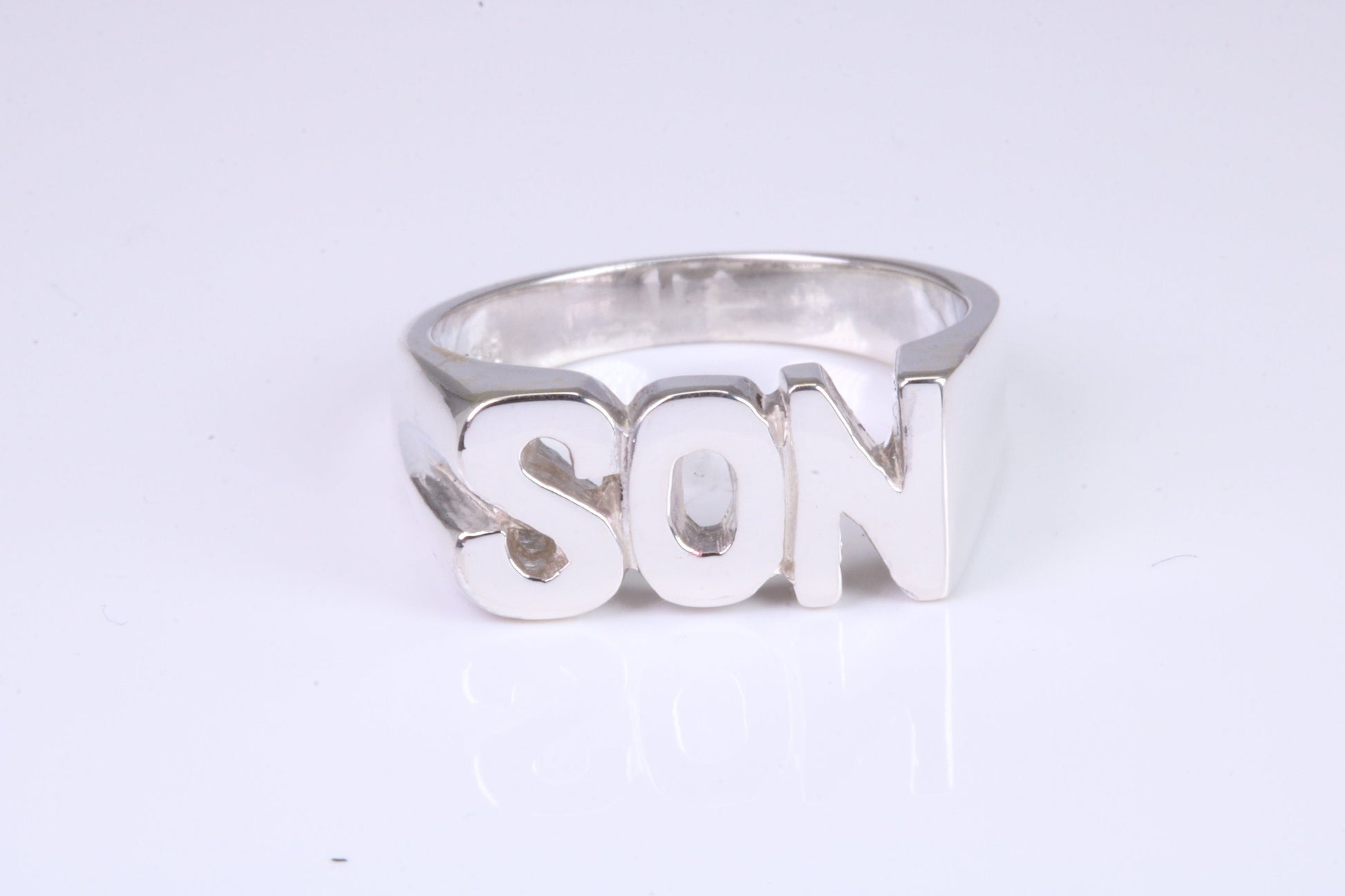 Chunky Son ring, solid silver, suitable for ladies or gents. Available in silver, yellow gold, white gold and platinum