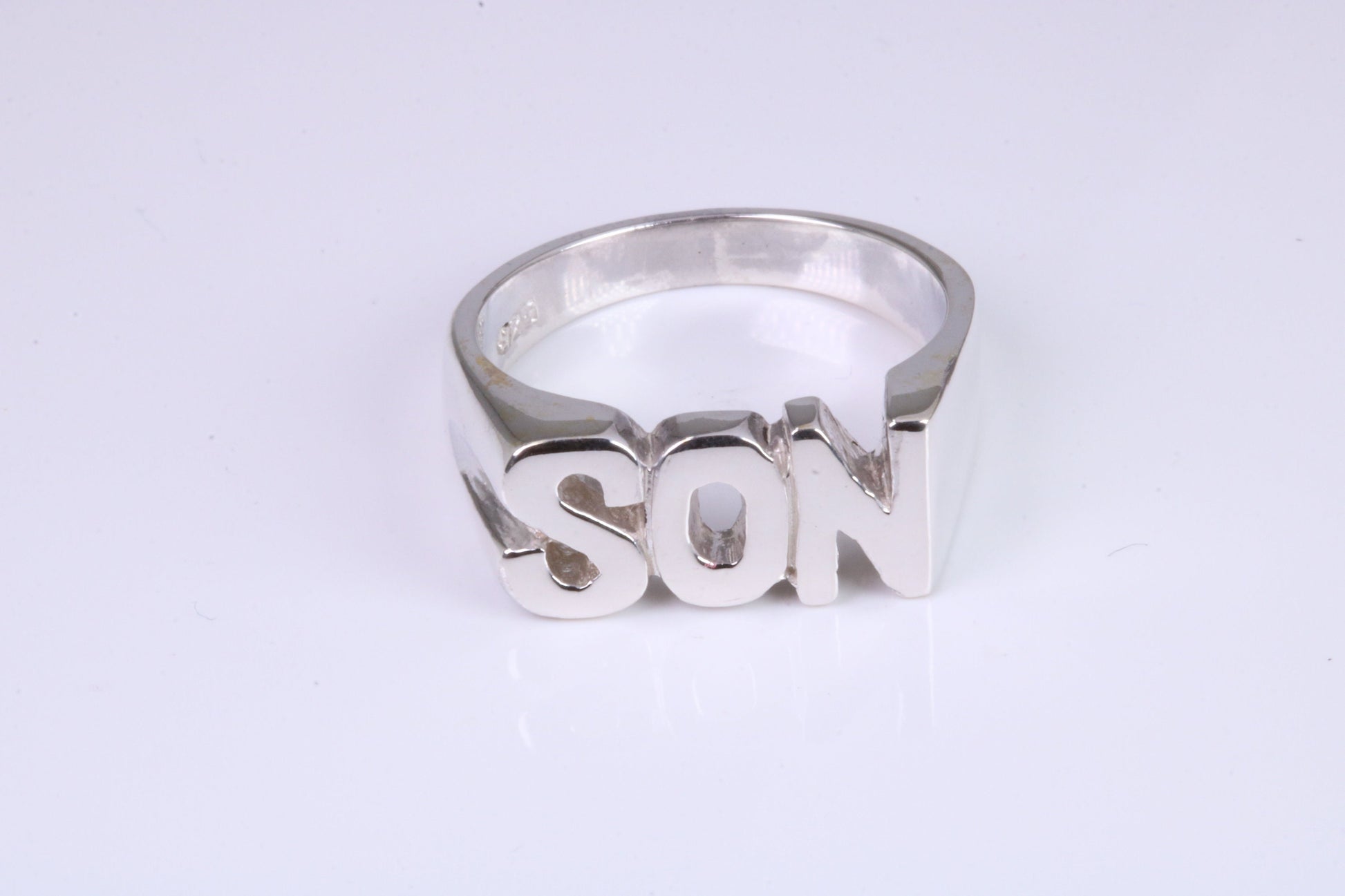 Chunky Son ring, solid silver, suitable for ladies or gents. Available in silver, yellow gold, white gold and platinum