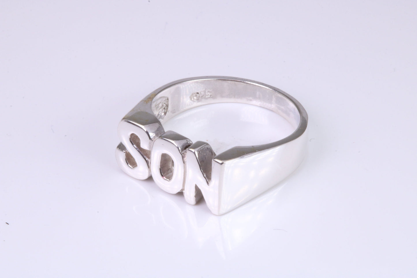 Chunky Son ring, solid silver, suitable for ladies or gents. Available in silver, yellow gold, white gold and platinum