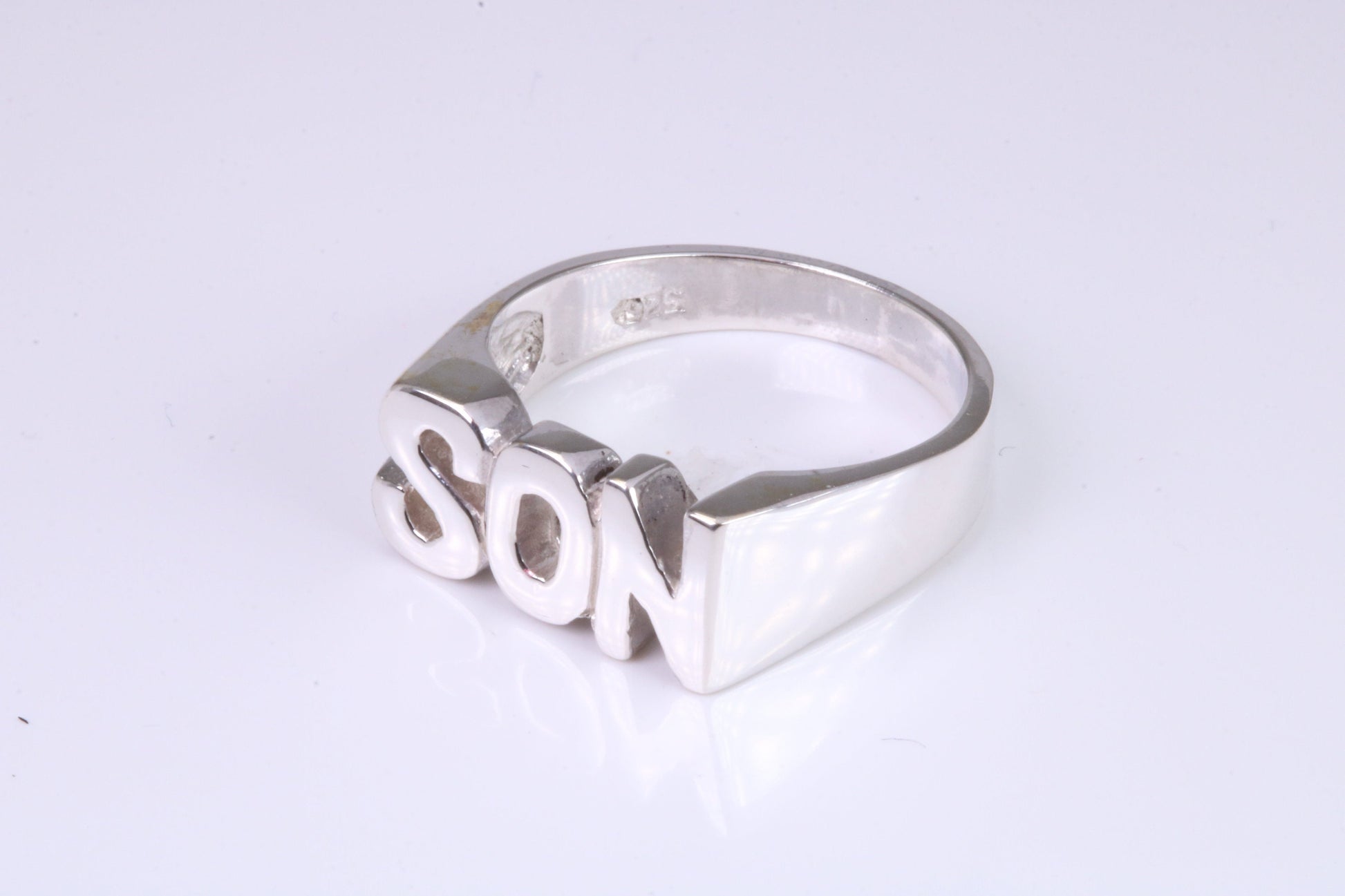 Chunky Son ring, solid silver, suitable for ladies or gents. Available in silver, yellow gold, white gold and platinum