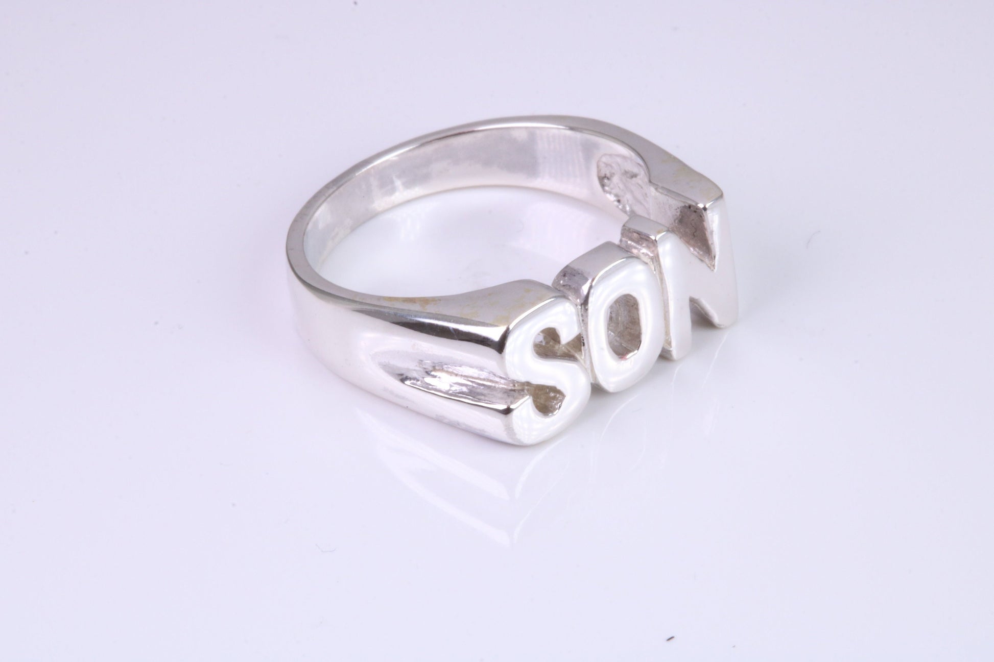 Chunky Son ring, solid silver, suitable for ladies or gents. Available in silver, yellow gold, white gold and platinum