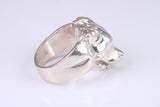 Very large and heavy Dog head ring, made from solid cast silver, British Hallmarked