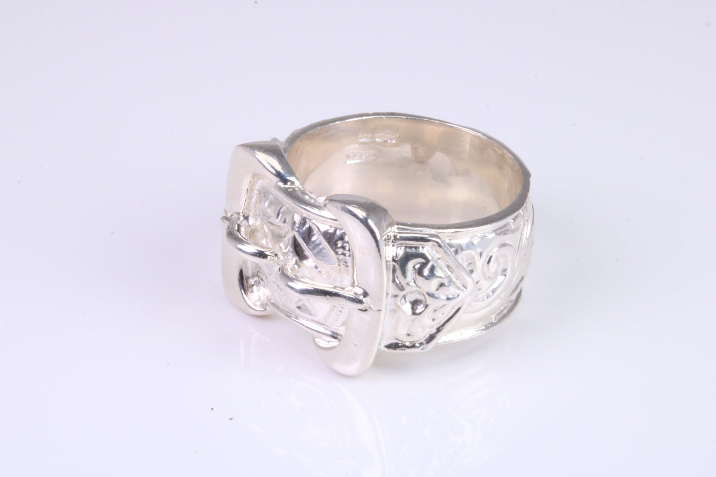 Very large and very very heavy Buckle ring, made from solid cast silver, British Hallmarked