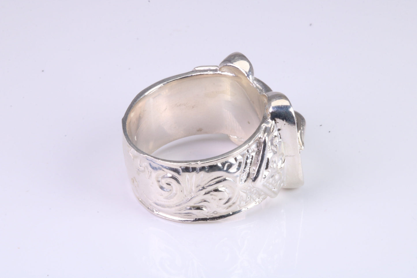 Very large and very very heavy Buckle ring, made from solid cast silver, British Hallmarked