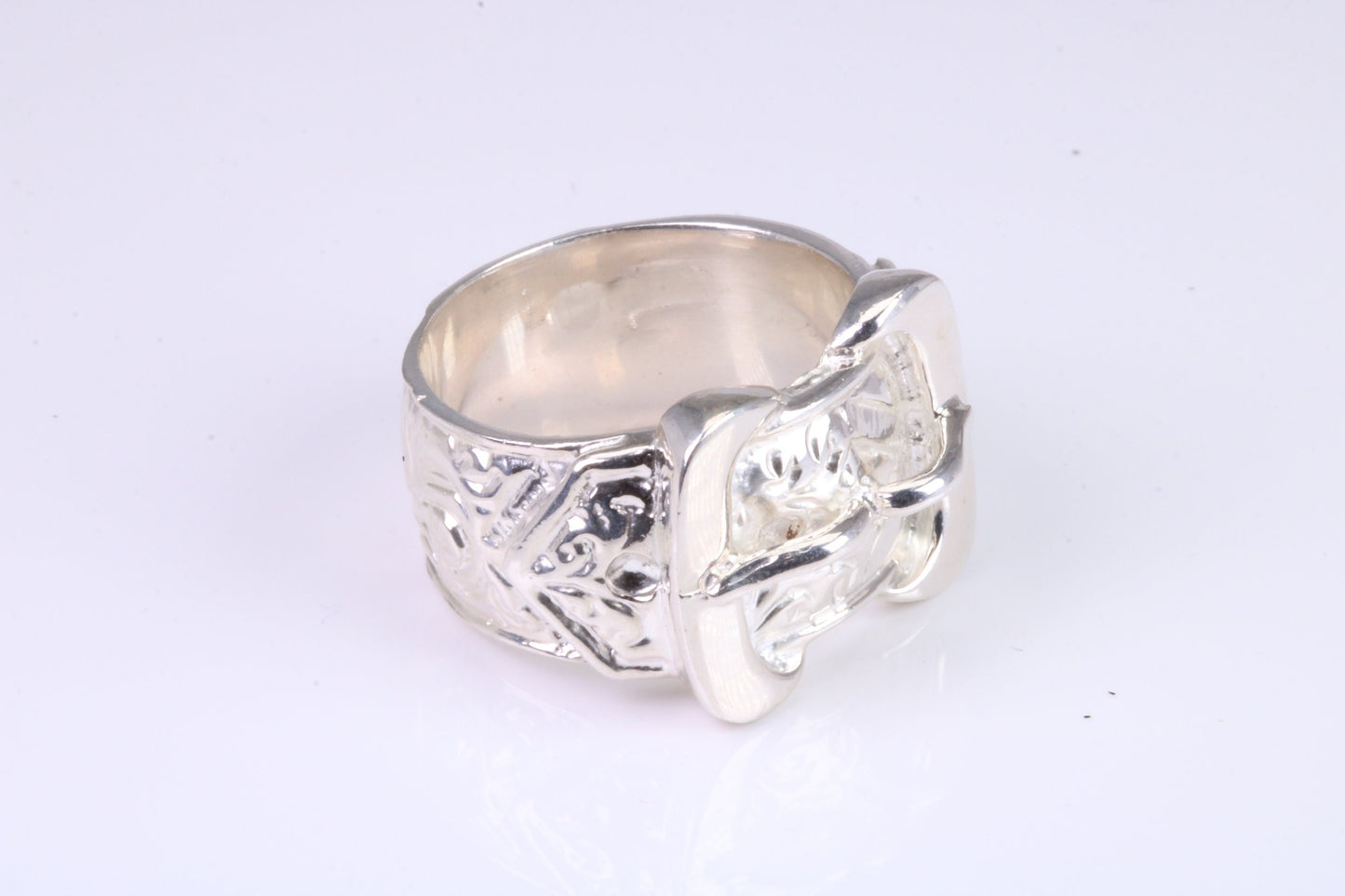 Very large and very very heavy Buckle ring, made from solid cast silver, British Hallmarked