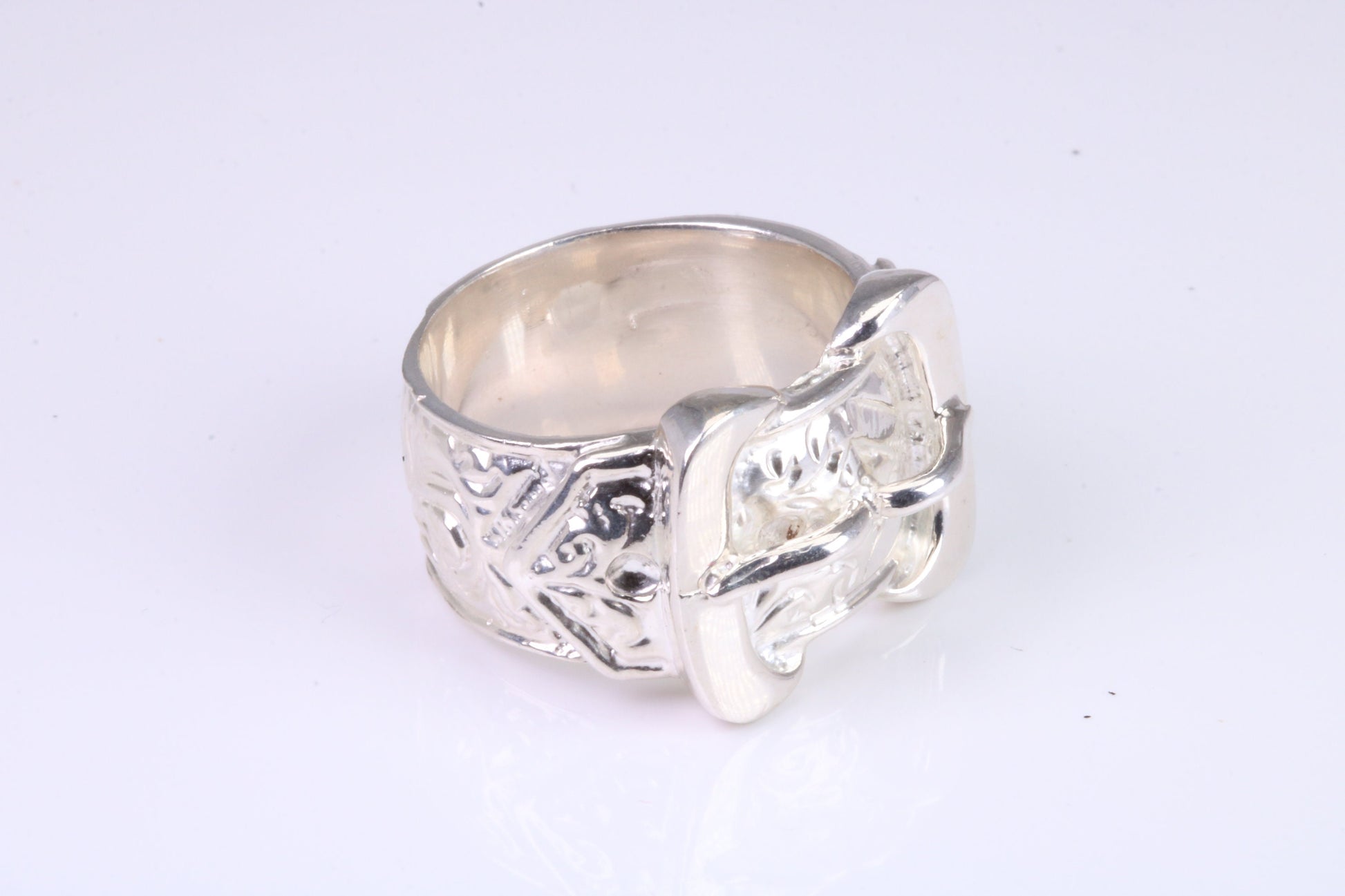 Very large and very very heavy Buckle ring, made from solid cast silver, British Hallmarked