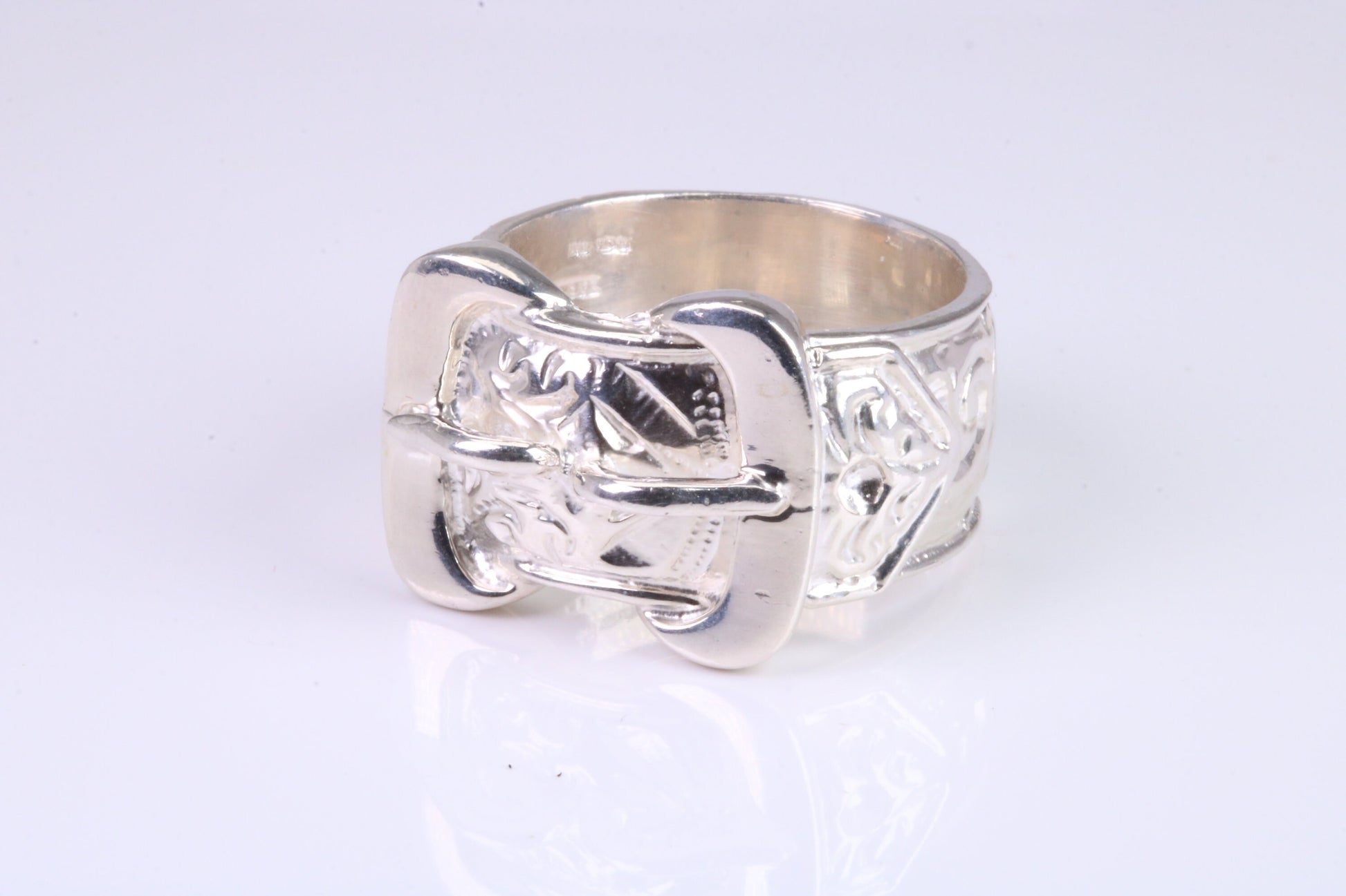Very large and very very heavy Buckle ring, made from solid cast silver, British Hallmarked