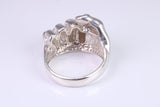Very large and very heavy fist ring set with diamond white top grade cubic zirconia's, made from solid cast Silver , British Hallmarked