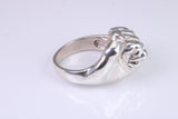 Very large and very heavy fist ring set with diamond white top grade cubic zirconia's, made from solid cast Silver , British Hallmarked