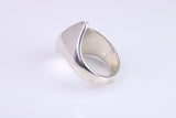 Large Abstract ring, made from solid cast sterling silver, very smooth and fluid lines with high polished finish