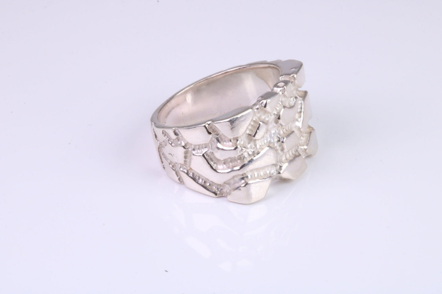 Large Abstract ring, solid cast silver with high polished finish, British Hallmarked