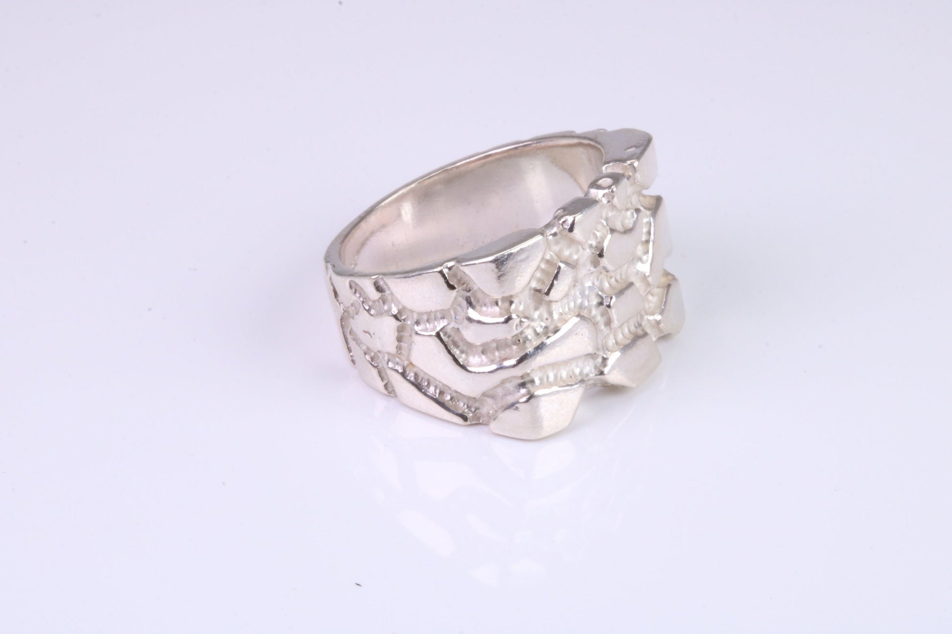 Large Abstract ring, solid cast silver with high polished finish, British Hallmarked