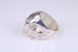 Large and heavy Skull ring, made from solid cast silver, British Hallmarked