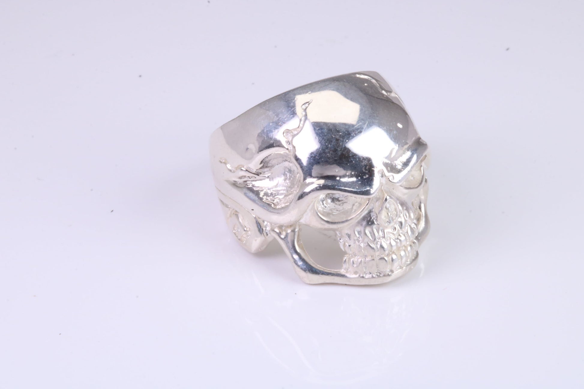 Large and heavy Skull ring, made from solid cast silver, British Hallmarked