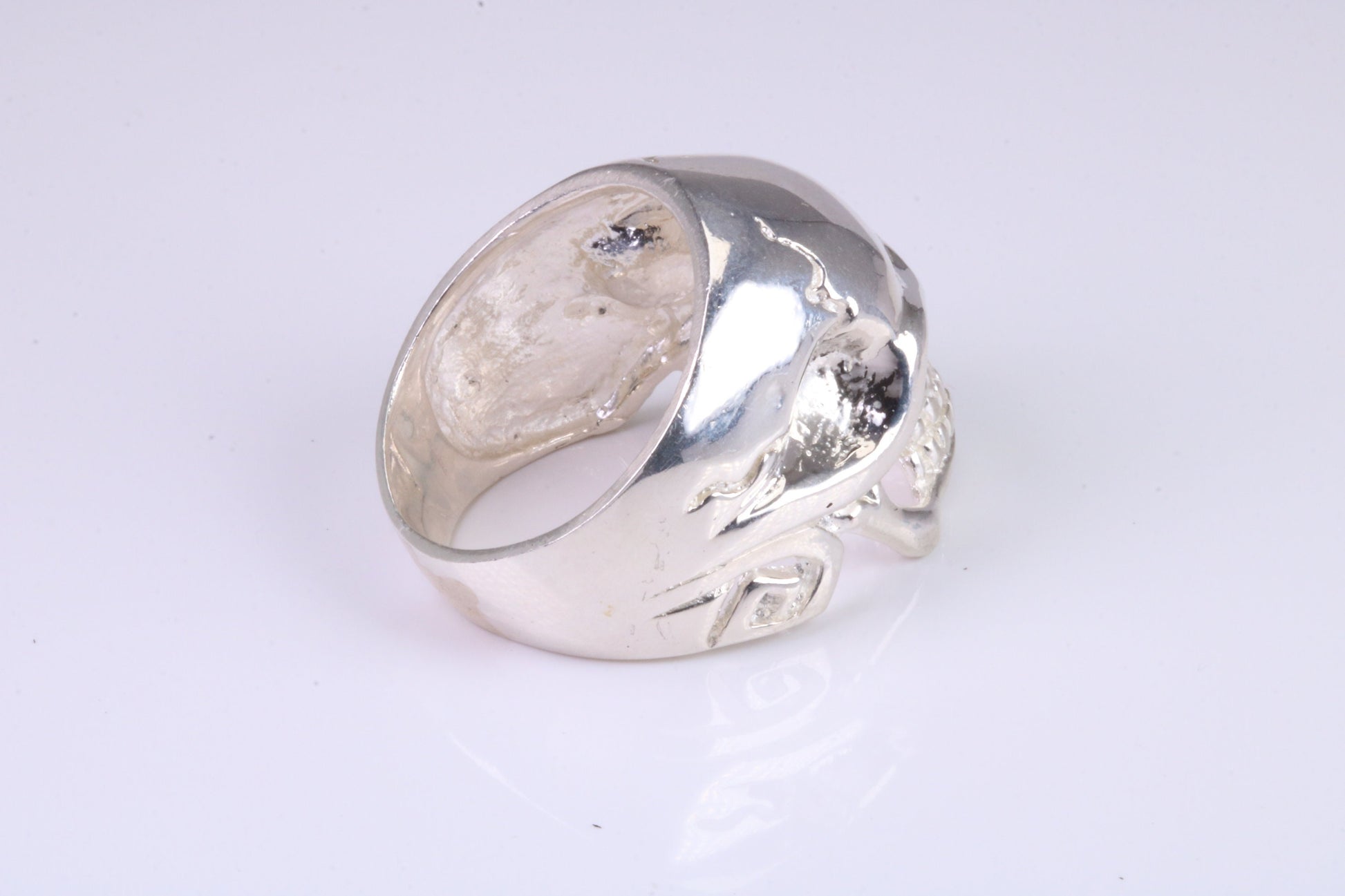 Large and heavy Skull ring, made from solid cast silver, British Hallmarked