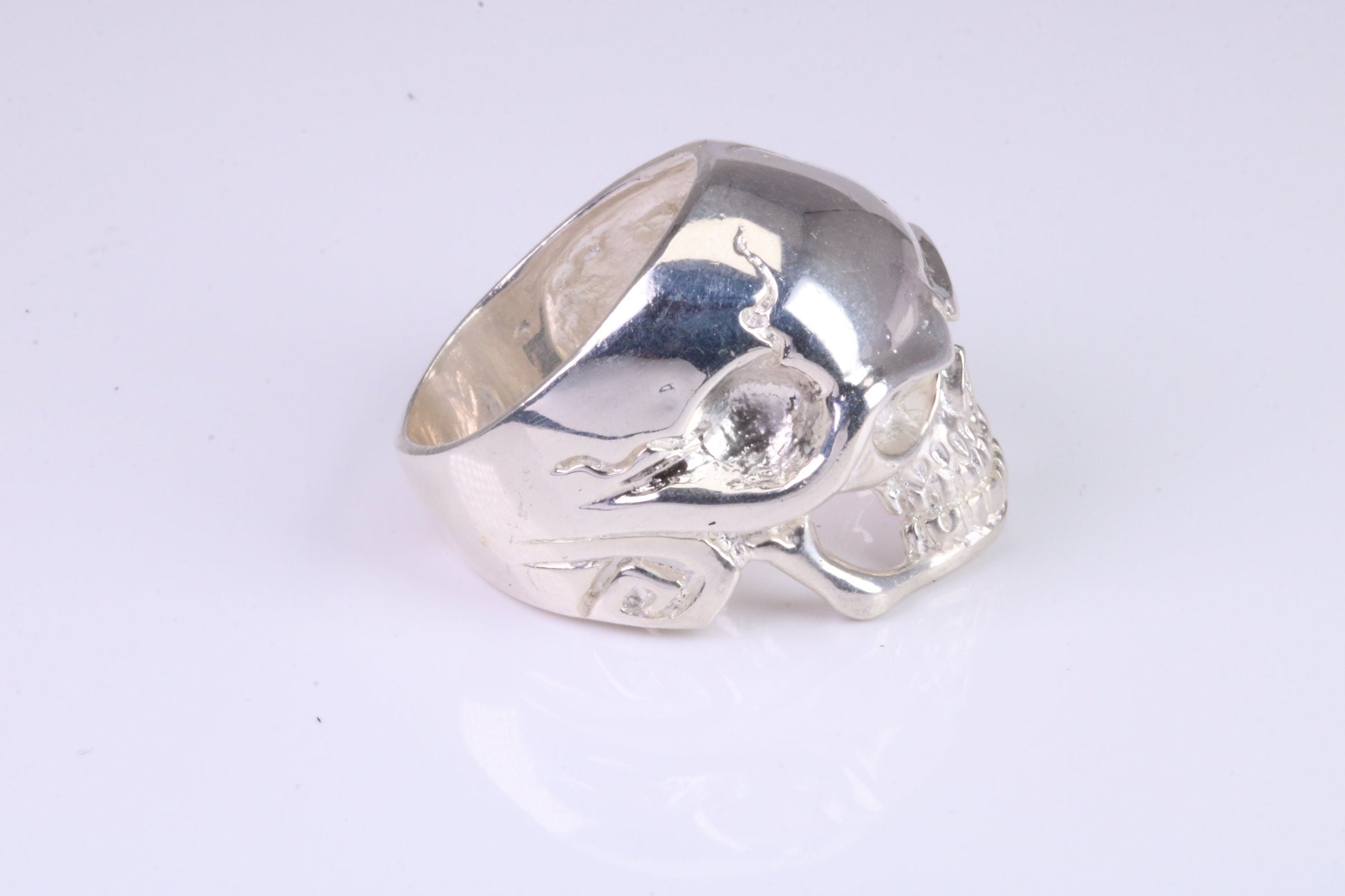 Large and heavy Skull ring, made from solid cast silver, British Hallmarked