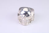Large and heavy Skull ring, made from solid cast silver, British Hallmarked