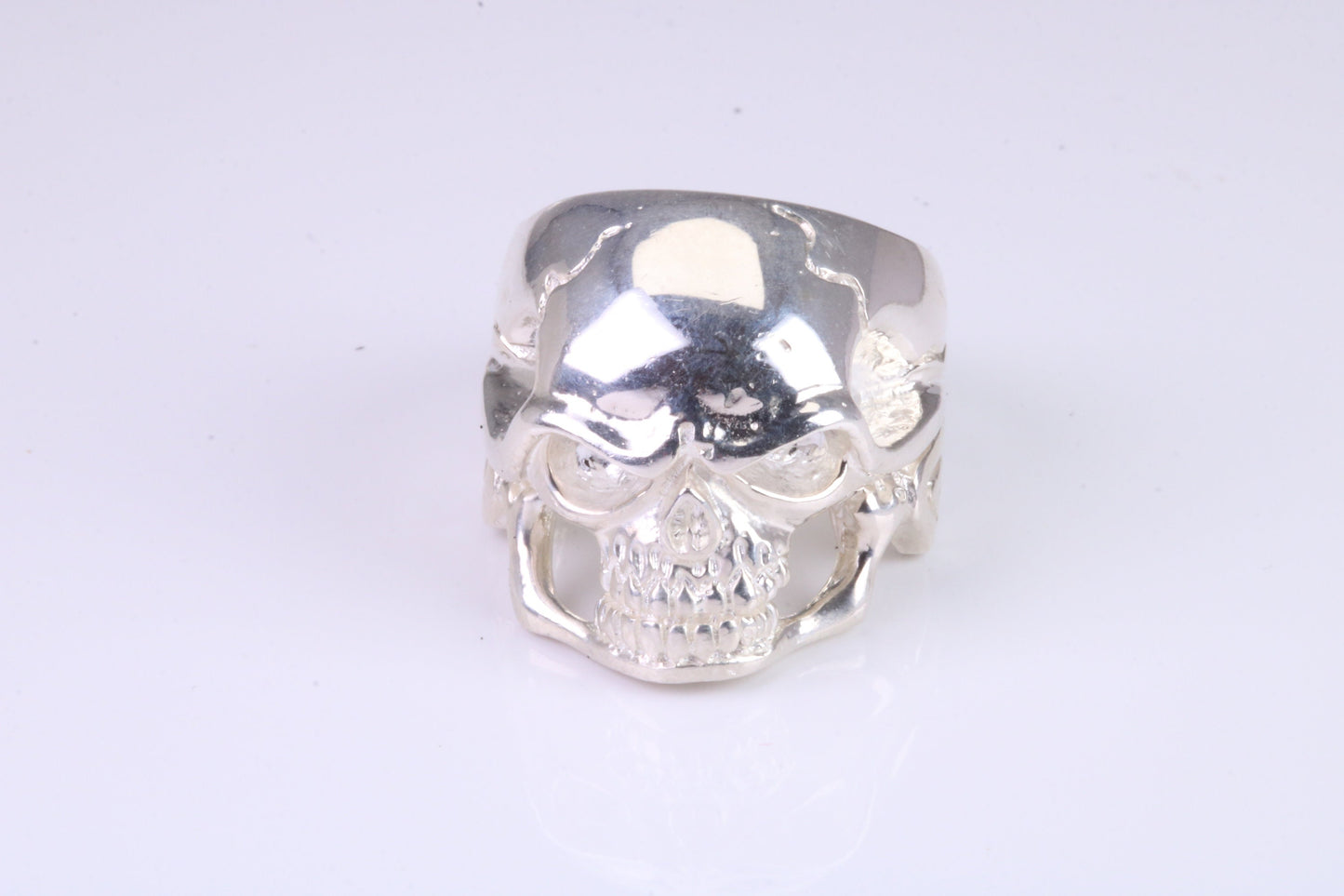 Large and heavy Skull ring, made from solid cast silver, British Hallmarked
