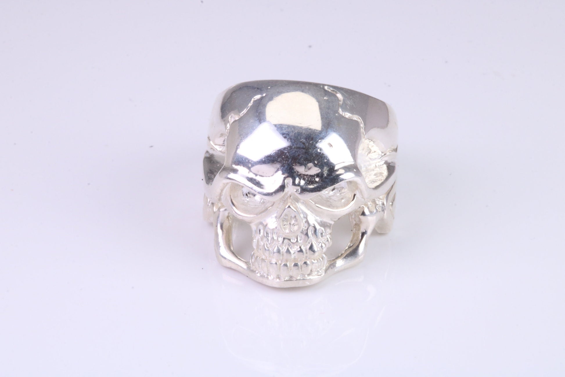 Large and heavy Skull ring, made from solid cast silver, British Hallmarked