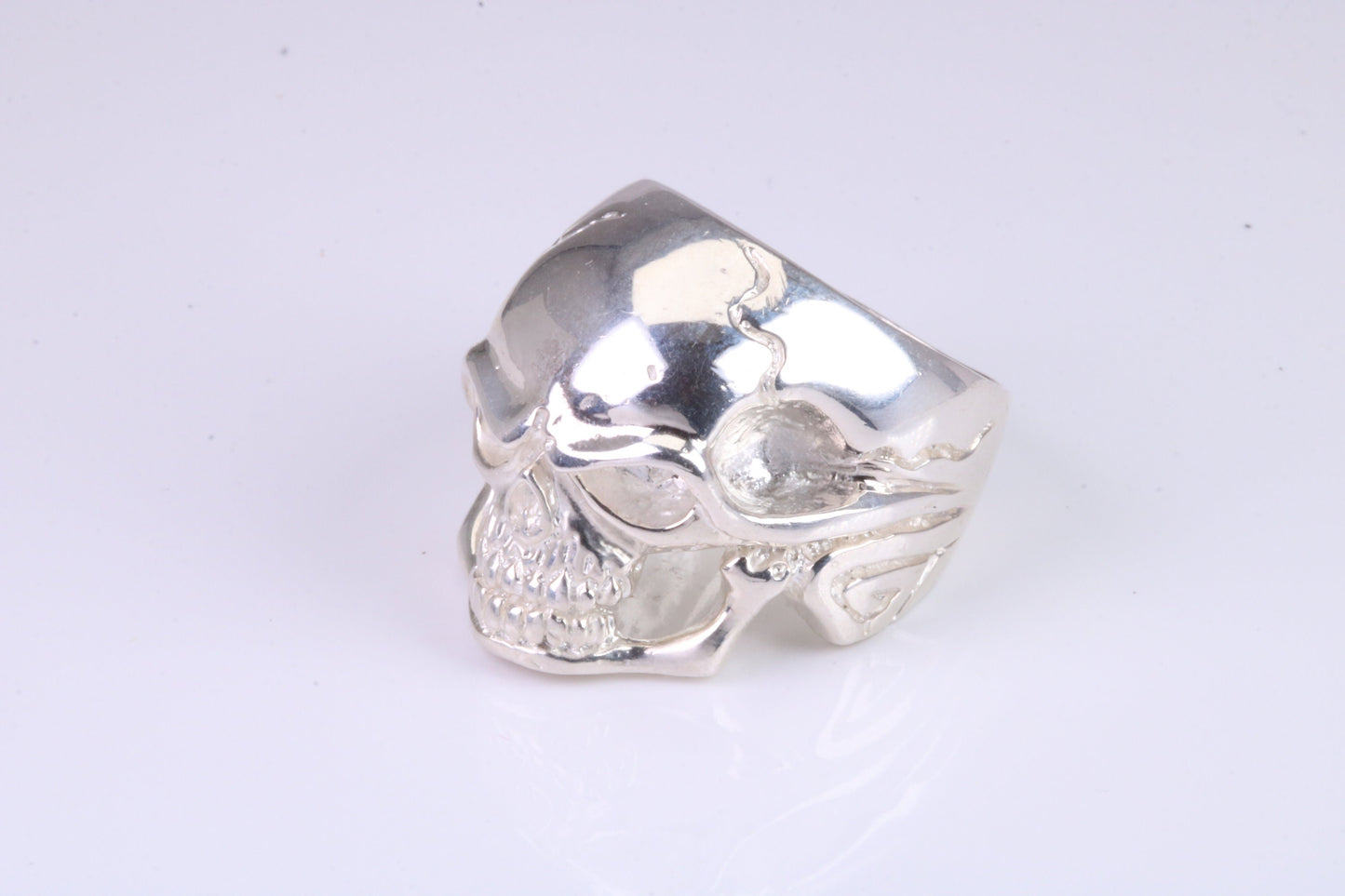 Large and heavy Skull ring, made from solid cast silver, British Hallmarked