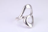 Large Abstract ring, made from solid cast silver, very smooth and fluid lines with high polished finish