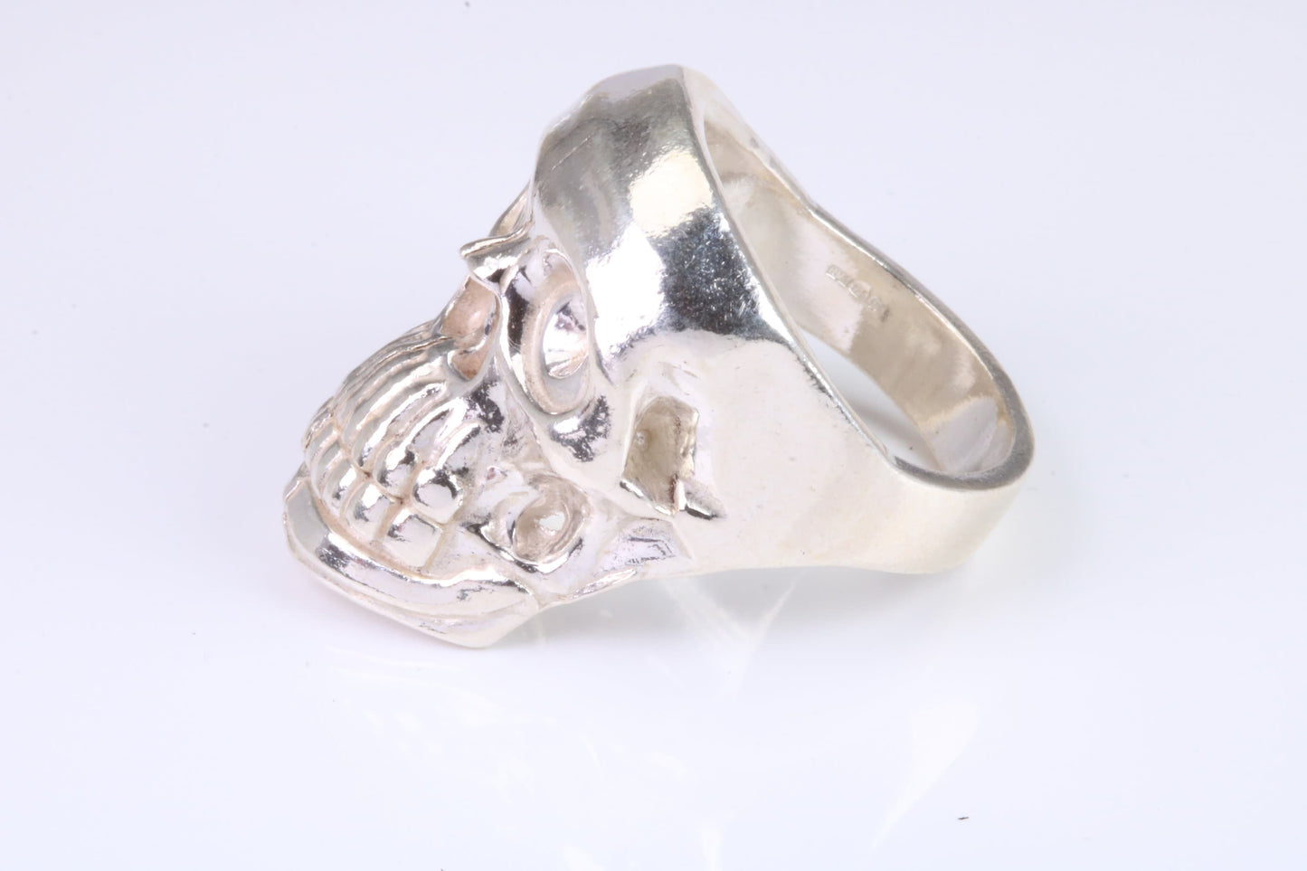 Very large and very heavy Skull ring, made from solid cast silver, British Hallmarked