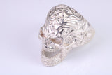 Very large detailed Skull ring, made from solid cast silver, British Hallmarked