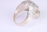 Very large detailed Skull ring, made from solid cast silver, British Hallmarked