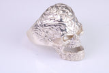 Very large detailed Skull ring, made from solid cast silver, British Hallmarked