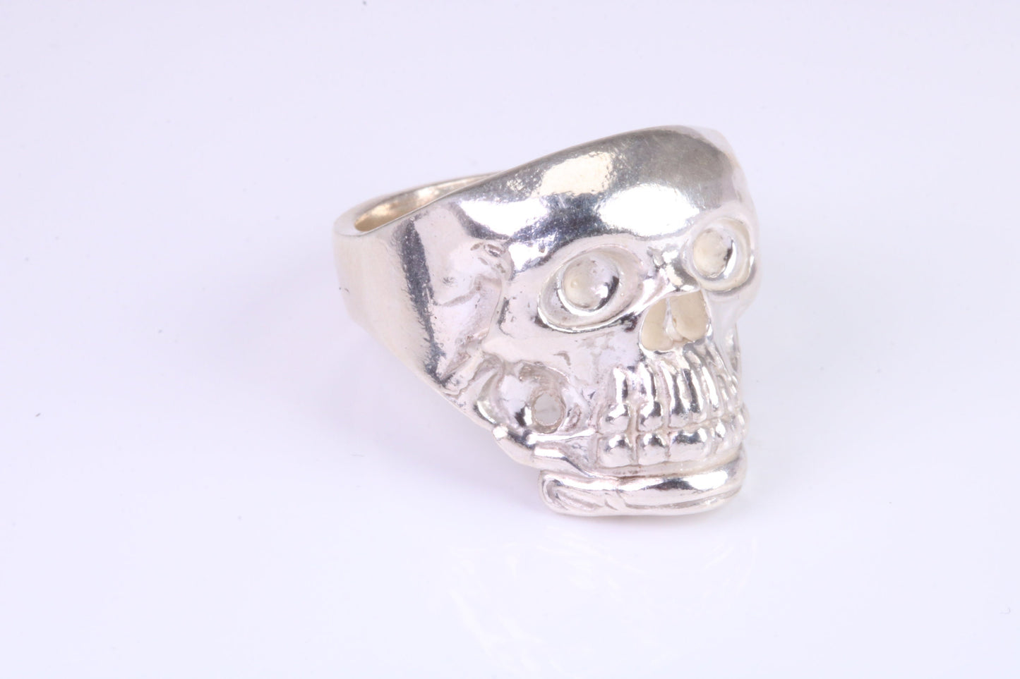 Large and heavy Skull ring, made from solid cast silver, British Hallmarked
