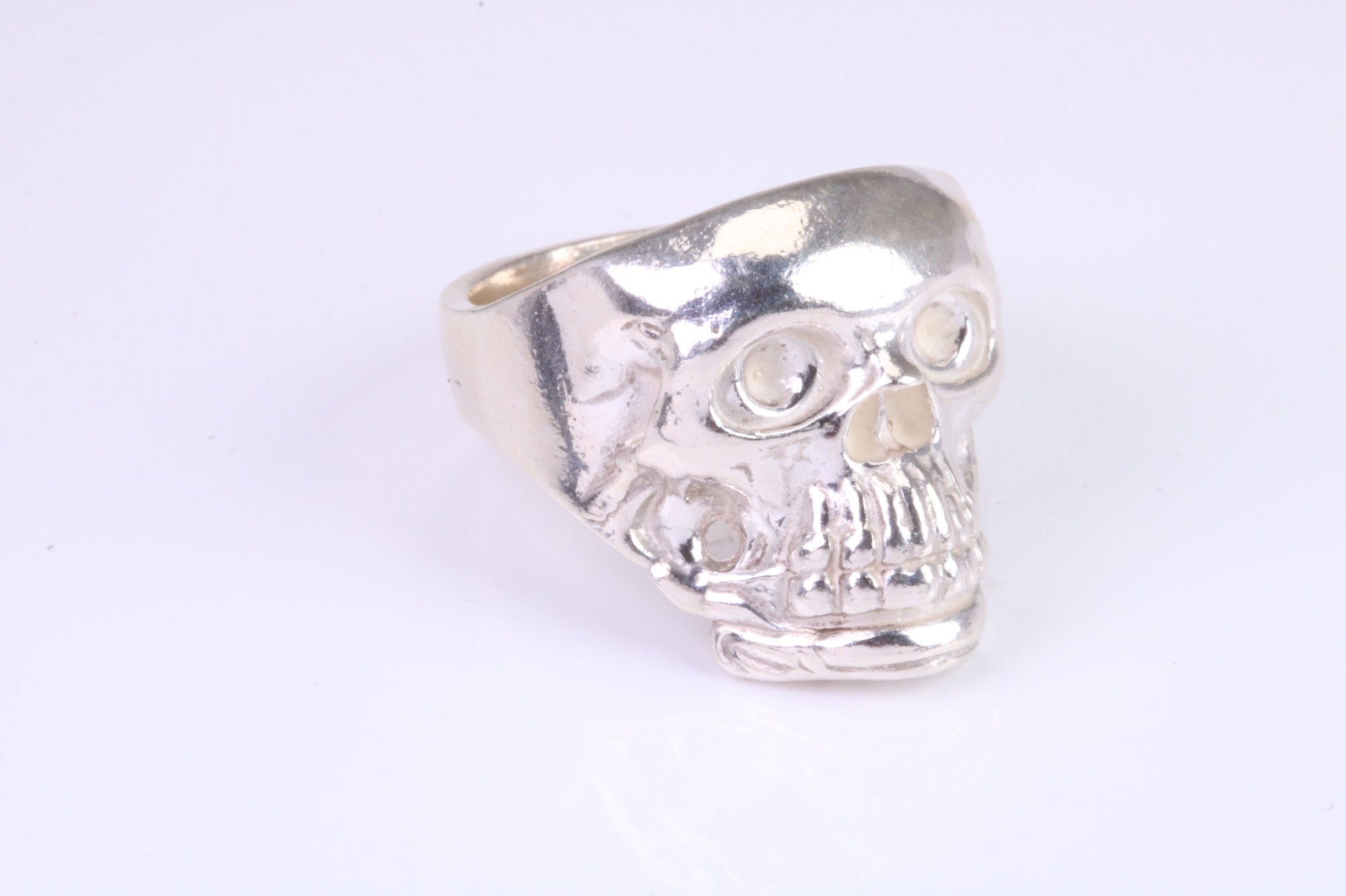 Large and heavy Skull ring, made from solid cast silver, British Hallmarked