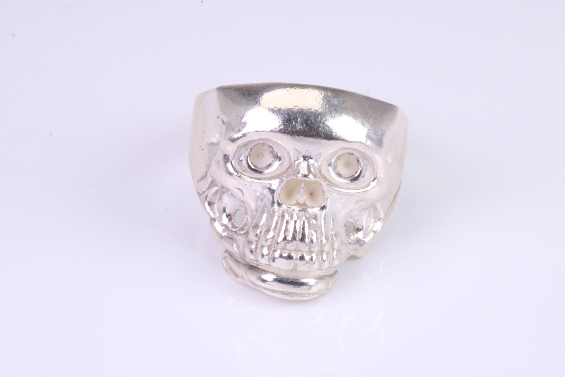 Large and heavy Skull ring, made from solid cast silver, British Hallmarked