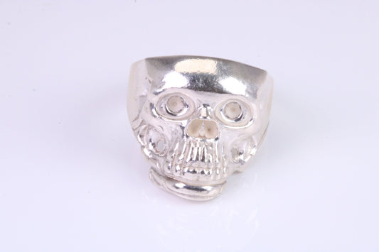 Large and heavy Skull ring, made from solid cast silver, British Hallmarked