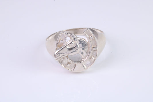 Horse Shoe ring, made from solid cast silver with high polished finish