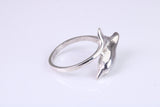 Dolphin ring, solid silver with high polished finish