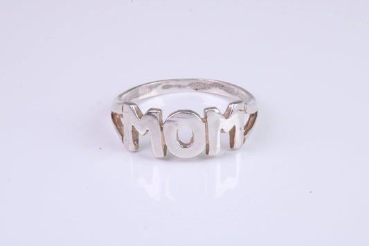 Dainty Mum ring, made from solid cast silver with high polished finish