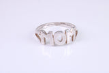 Dainty Mum ring, made from solid cast silver with high polished finish
