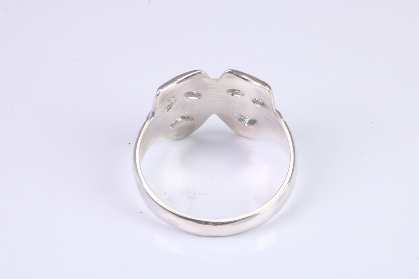 Happy and Sad Mask Ring, made from solid cast silver