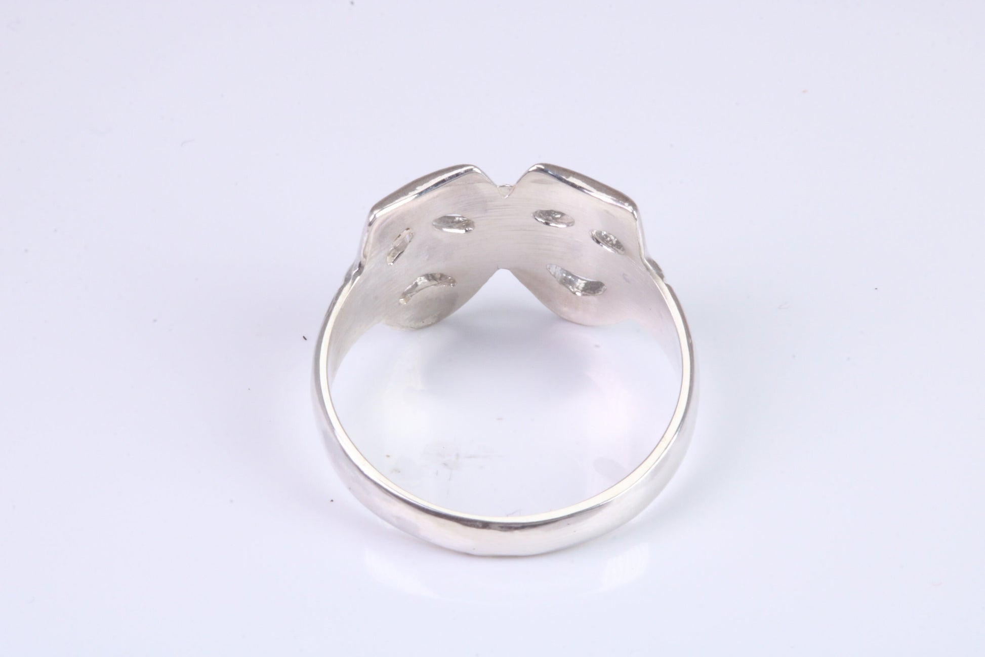 Happy and Sad Mask Ring, made from solid cast silver