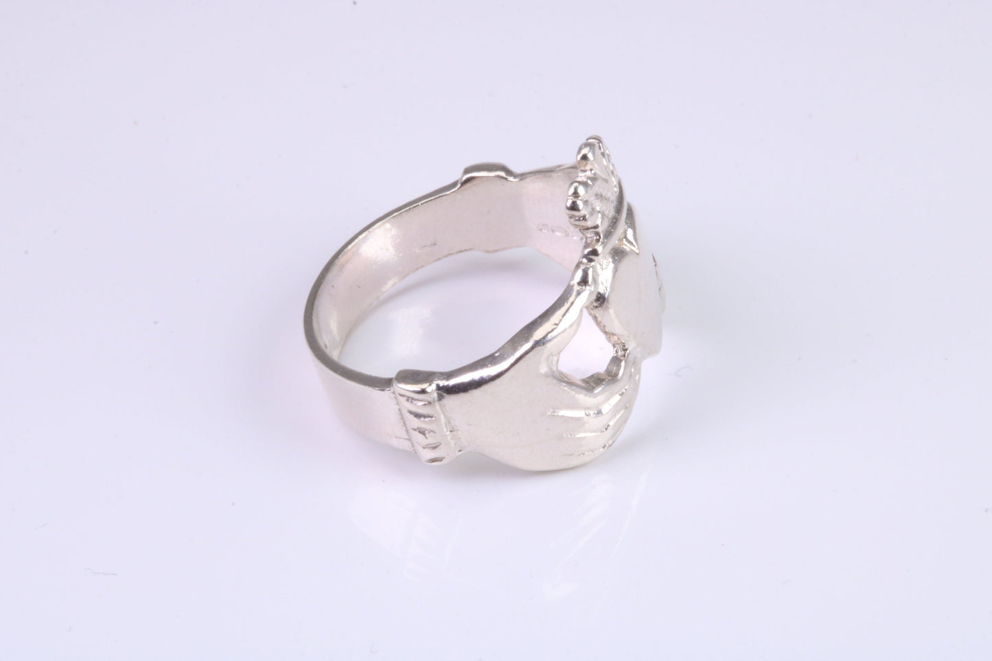 Simple Claddagh Ring, made from solid cast silver with high polished finish