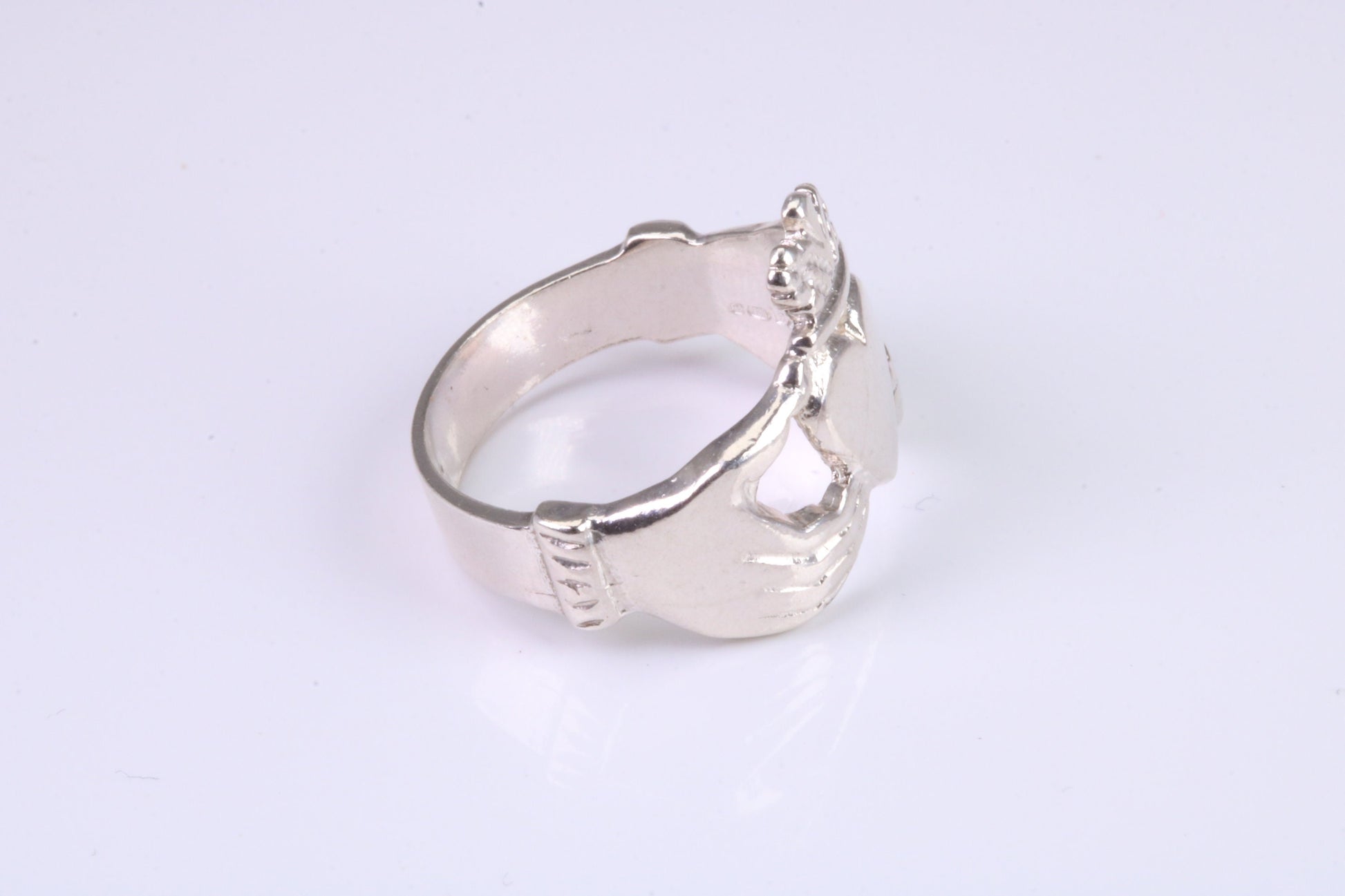 Simple Claddagh Ring, made from solid cast silver with high polished finish