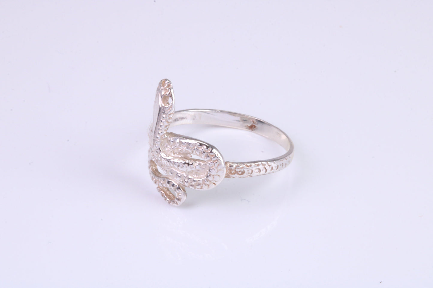Snake ring, solid silver with high polished finish