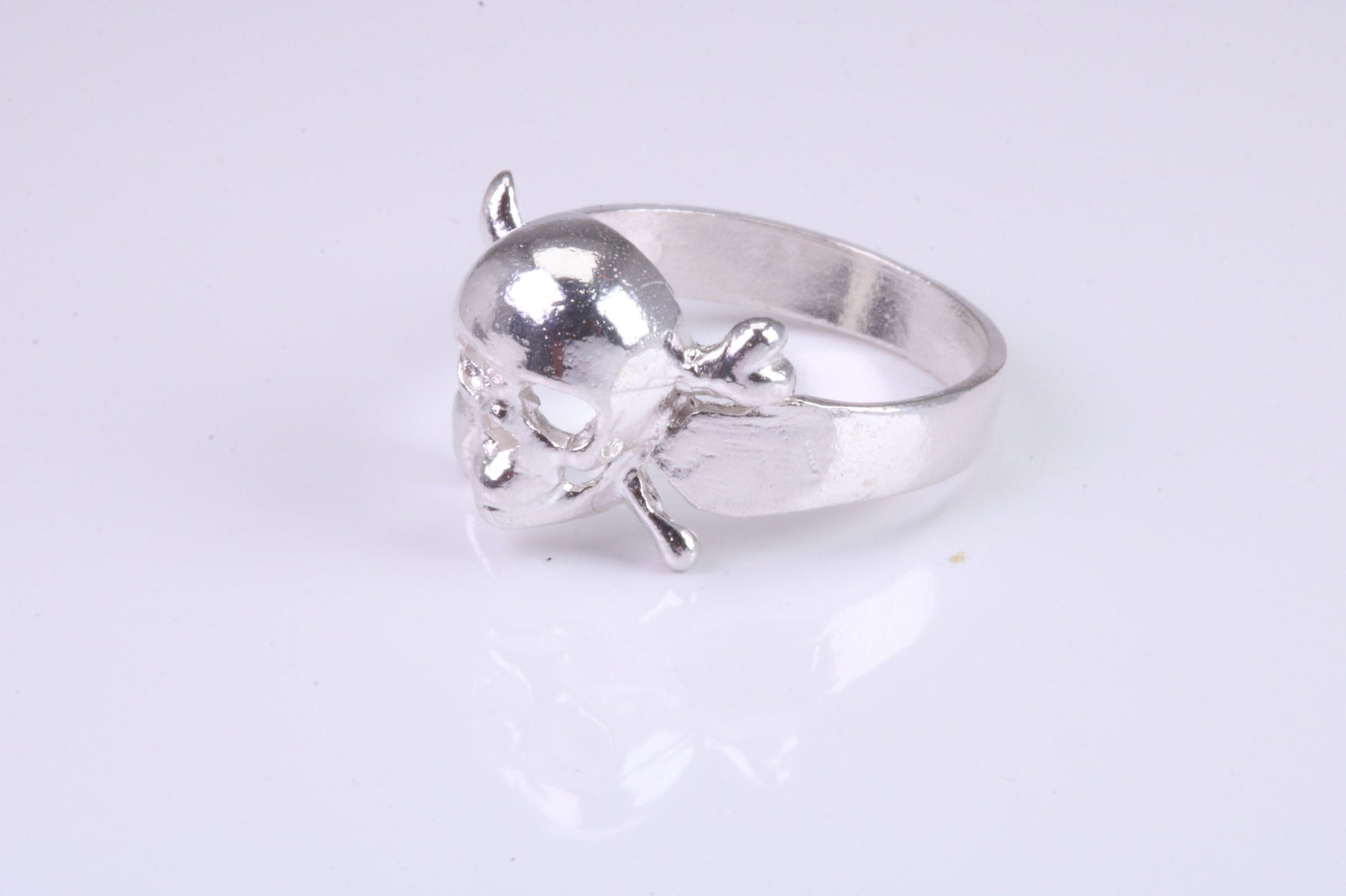 Skull and Bones Ring, made from solid cast sterling silver