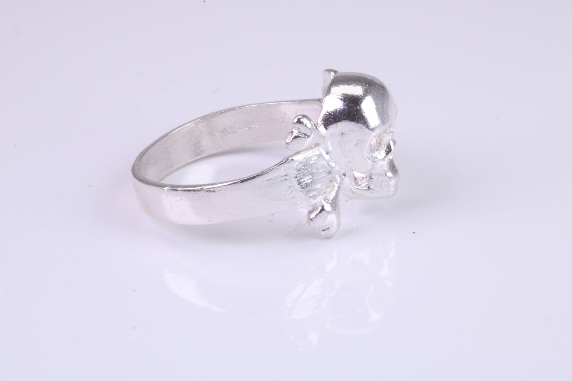 Skull and Bones Ring, made from solid cast sterling silver