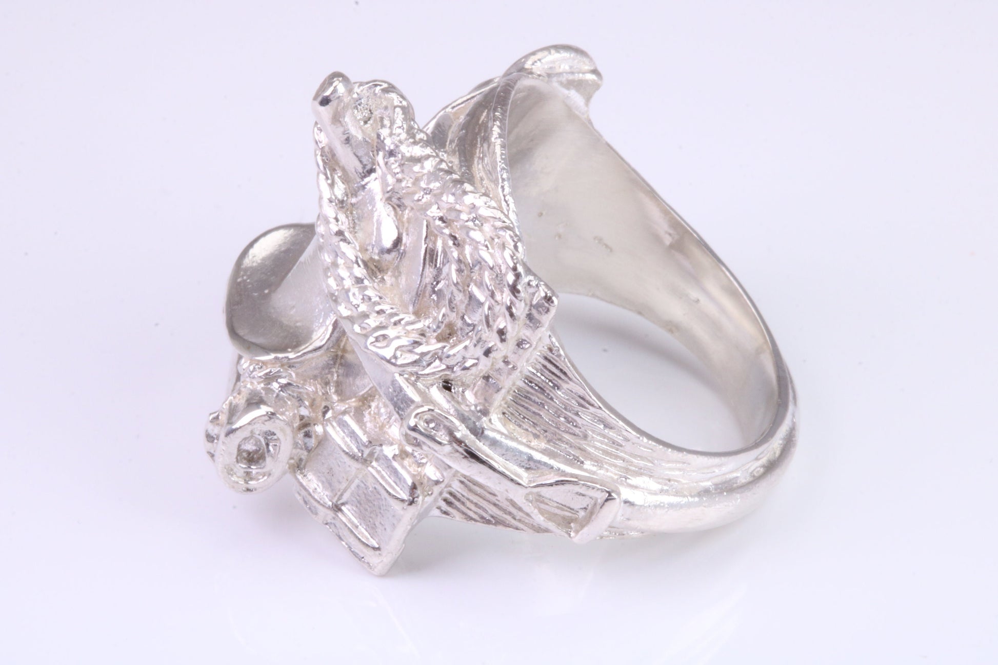 Very large and very very heavy Saddle ring, made from solid cast silver, British Hallmarked