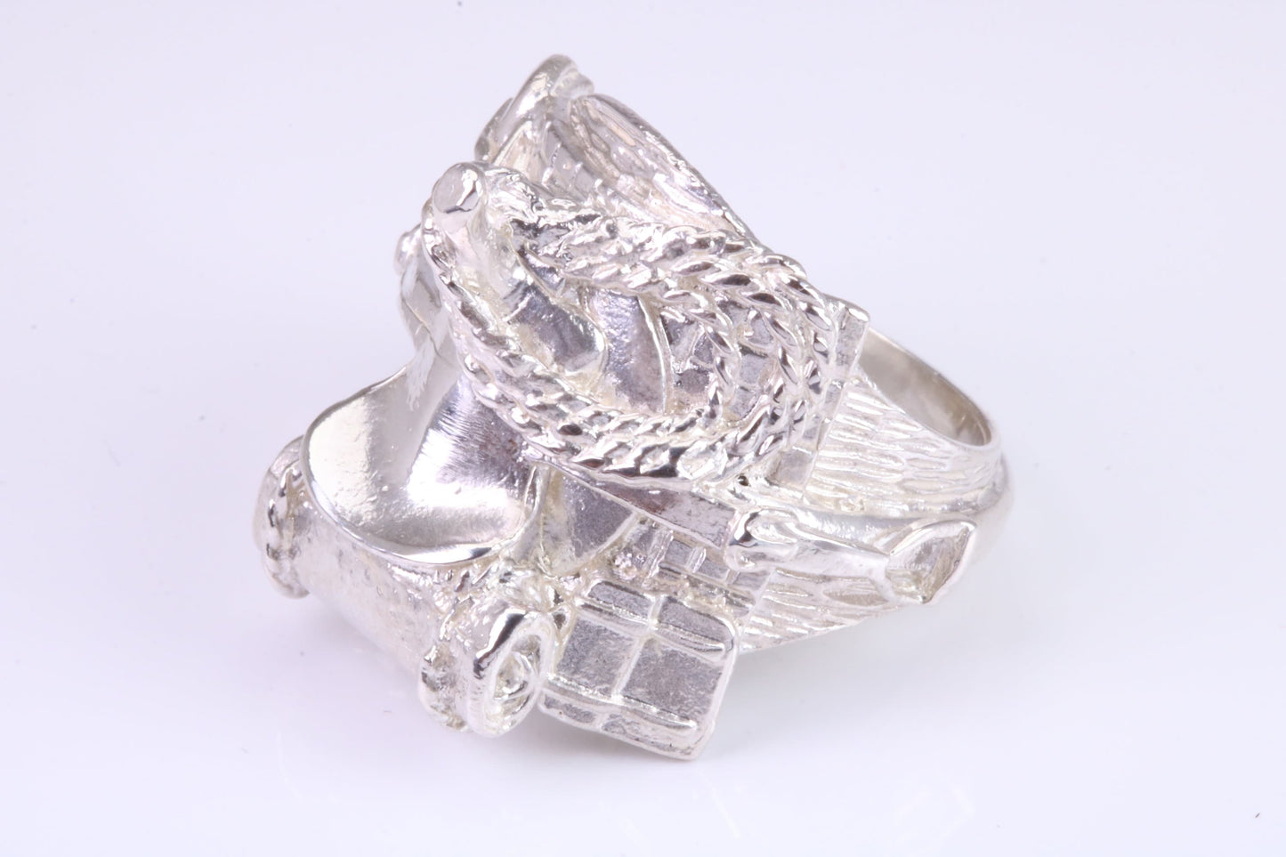 Very large and very very heavy Saddle ring, made from solid cast silver, British Hallmarked