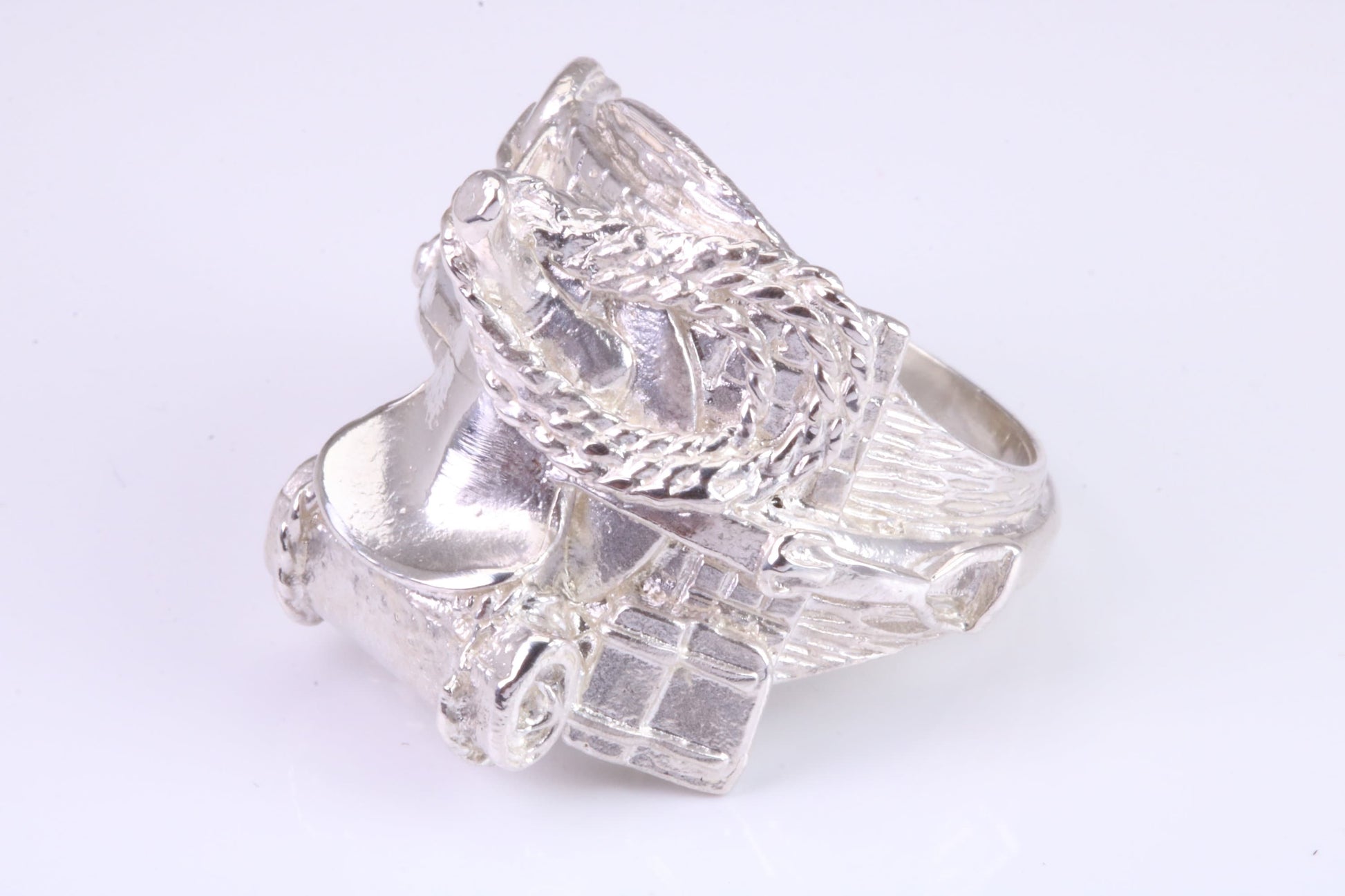 Very large and very very heavy Saddle ring, made from solid cast silver, British Hallmarked