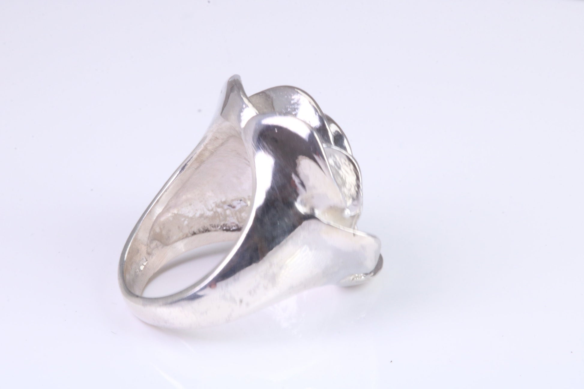 Large Chunky Rose Ring, made from solid cast silver, British Hallmarked