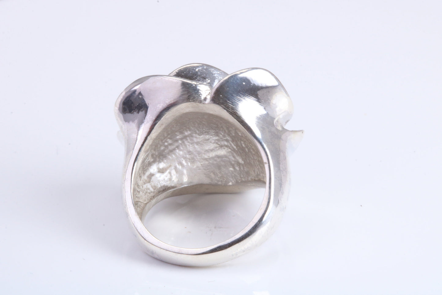 Large Chunky Rose Ring, made from solid cast silver, British Hallmarked